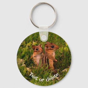Baby Chipmunks Animal Art Personalized Key Ring