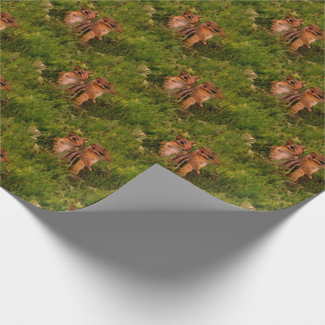 Baby Chipmunks Animal Nature Art  Wrapping Paper (Corner)