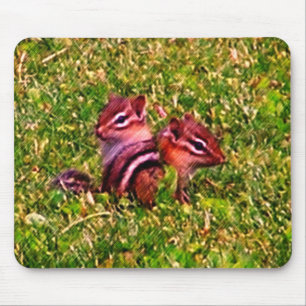 Baby Chipmunks First Day Animal Art Mouse Pad