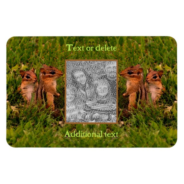 Baby Chipmunks Frame Create Your Own Photo Magnet (Horizontal)