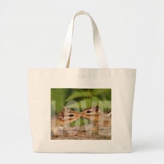 Baby Chipmunks Love Design Large Tote Bag