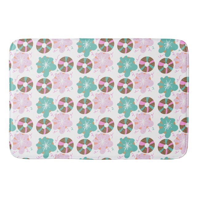 Baby Christmas Doughnuts Doodle Pink    Bath Mat (Front)