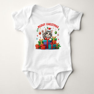 Baby Christmas Kitty With Gift Baby Bodysuit