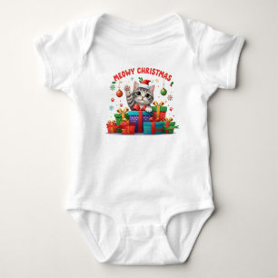 Baby Christmas Kitty With Gift Bodysuit