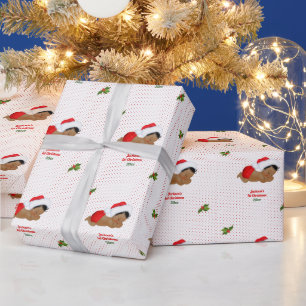 Baby Christmas Red Santa Hat Dot Wrapping Paper