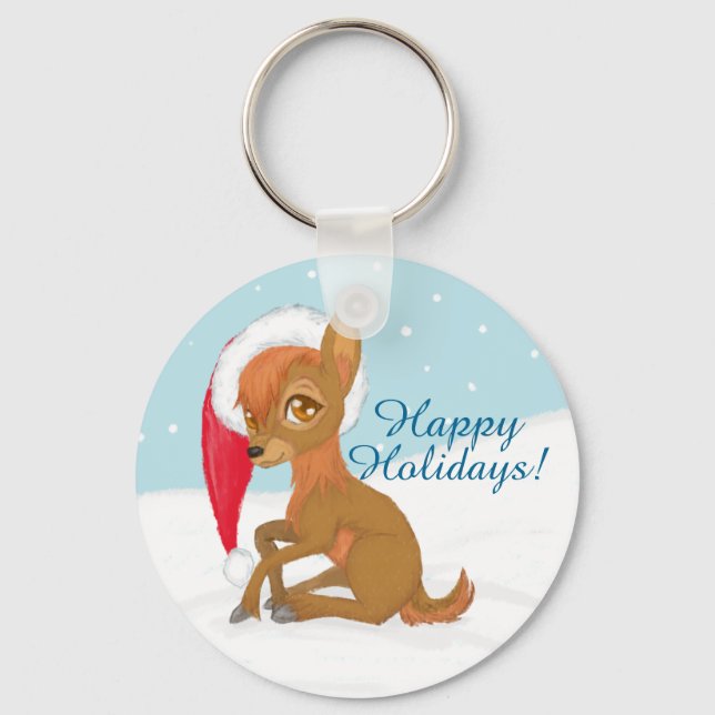 Baby Christmas Reindeer Key Ring (Front)