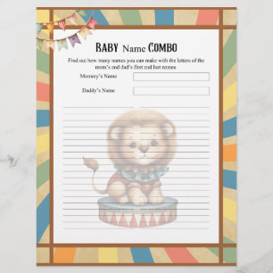 Baby Circus_  Baby Name Combo Shower game Custom Letterhead
