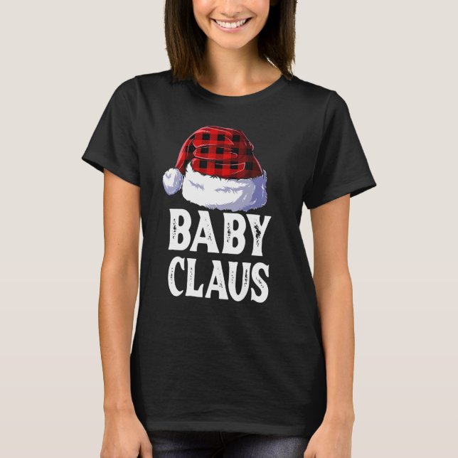 Baby Claus Santa Hat Red Buffalo Plaid Christmas F T-Shirt (Front)