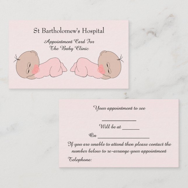 Baby Clinic Appointment Card (Front/Back)