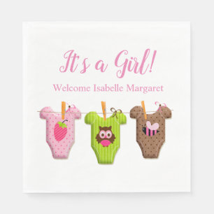 Baby Clothers It's A Girl Baby Shower Napkins