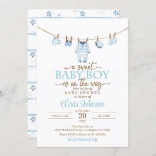 Baby Clothes Baby Shower Invitation - Blue