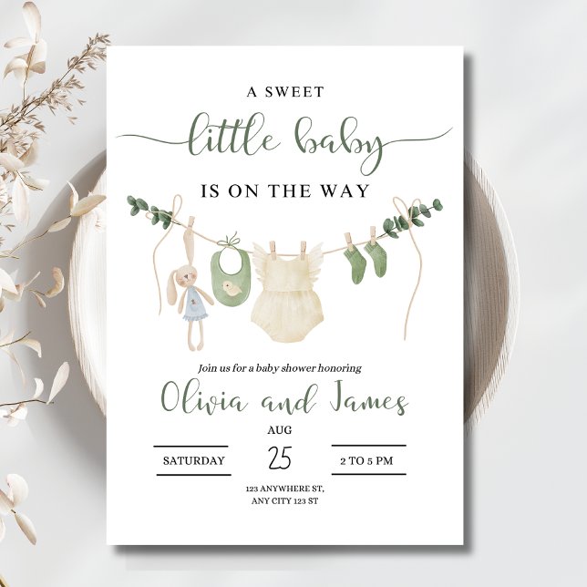 Baby Clothes Baby Shower Invitation, Minimalist  Invitation (Creator Uploaded)