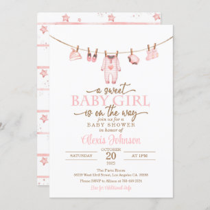 Baby Clothes Baby Shower Invitation - Pink