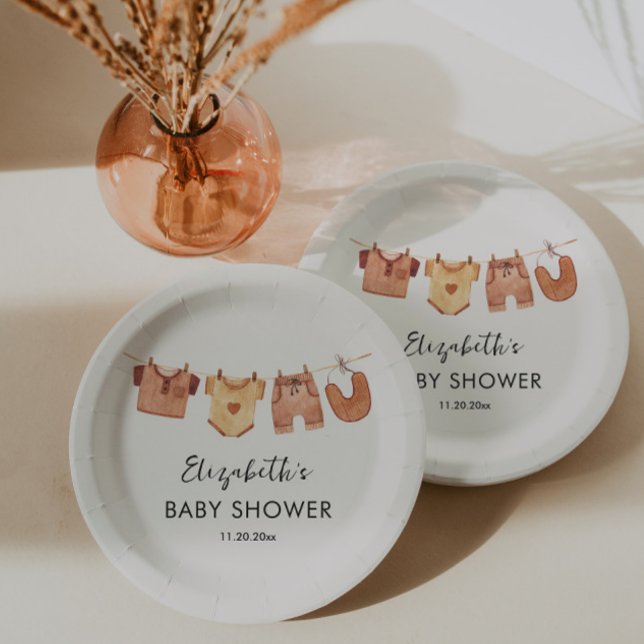 Baby Clothes Baby Shower Paper Plate (Creator Uploaded)