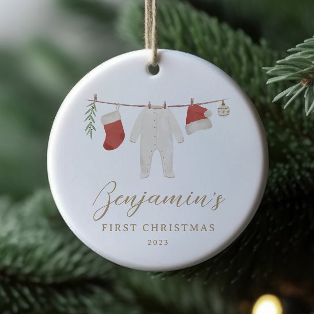 Baby Clothes Baby Stats First Christmas  Ceramic Tree Decoration (Creator Uploaded)