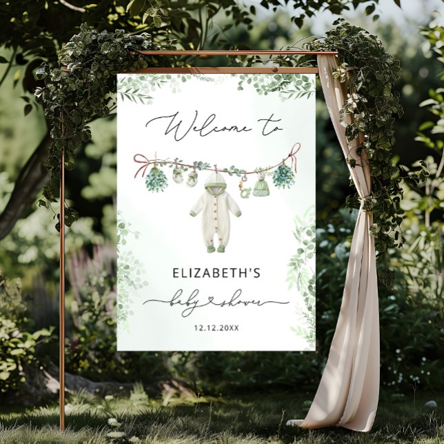 Baby Clothes Boho Eucalyptus Baby Shower Welcome Poster (Creator Uploaded)