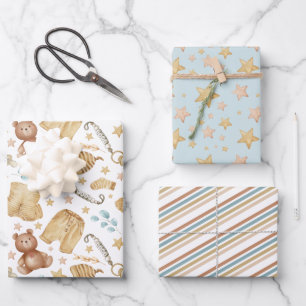 Baby Clothes Boho Watercolor Wrapping Paper