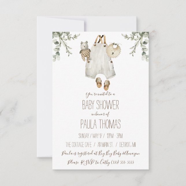 Baby Clothes Gender Neutral Baby Shower Invitation (Front)