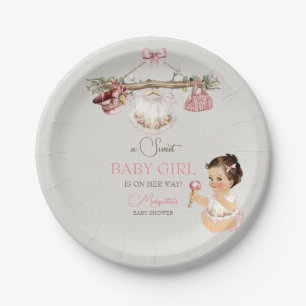 Baby Clothes Girl Baby Shower Ivory Pink Paper Plate
