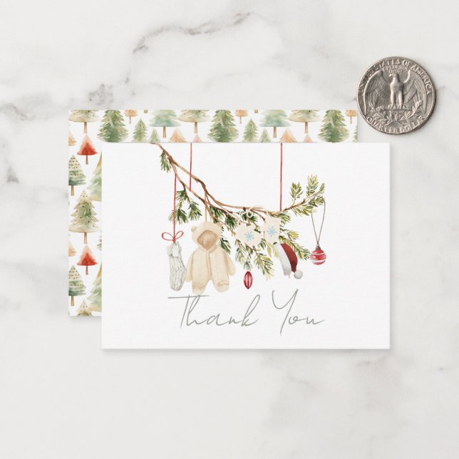 Baby Clothes Laundry Baby Shower Thank You Card (Front/Back In Situ)