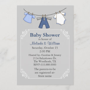 Baby Clothes Line Baby Shower Invitation