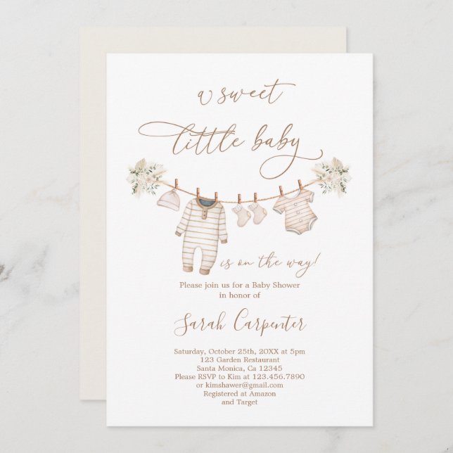 Baby Clothes Neutral Baby Shower Invitation (Front/Back)