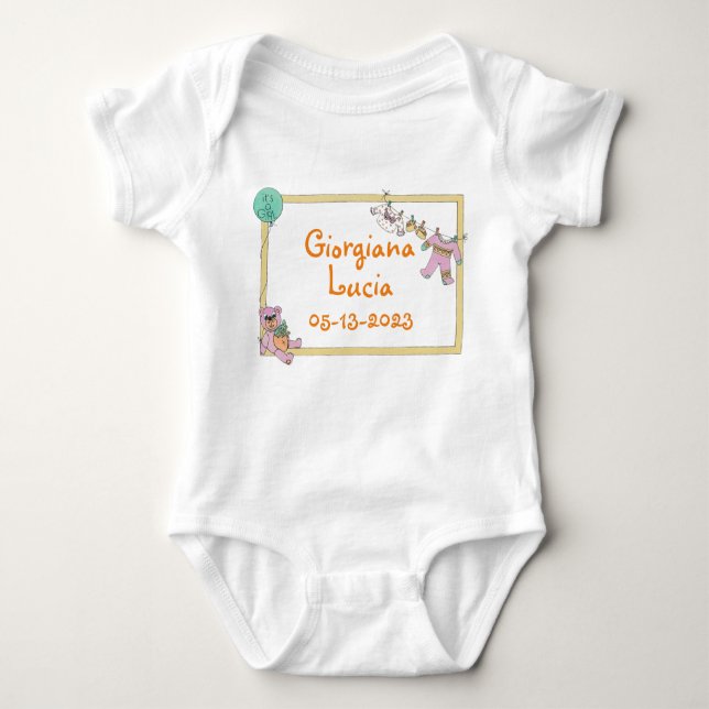 'Baby Clothes on a Line' Customisable Bodysuit (Front)