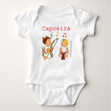 Baby clothes with a cartoon of Capoeira