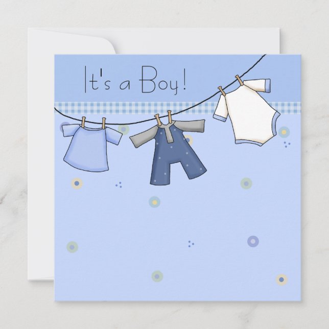 Baby Clothesline Baby Boy Clothesline Baby Shower Invitation (Front)