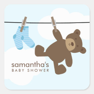 Baby Clothesline {blue} Square Sticker