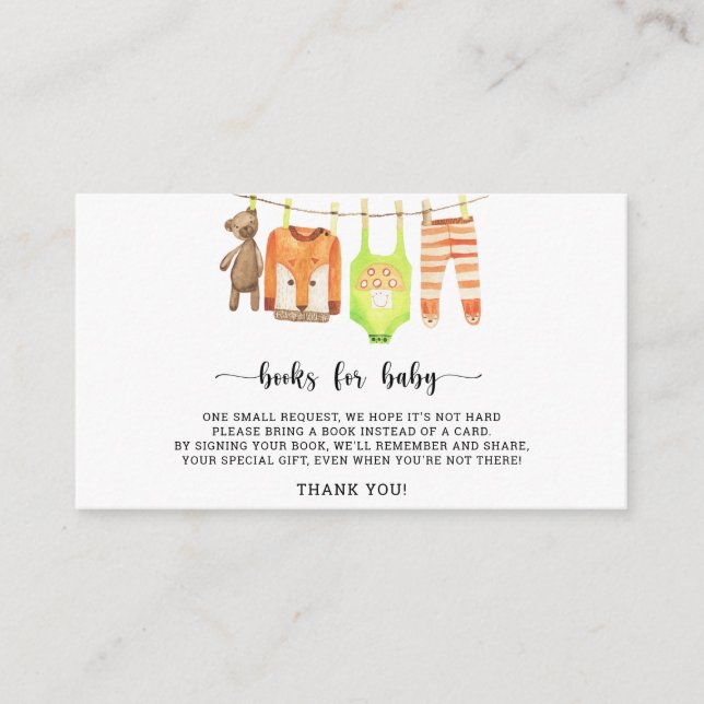 Baby clothesline books for baby ticket enclosure card (Front)