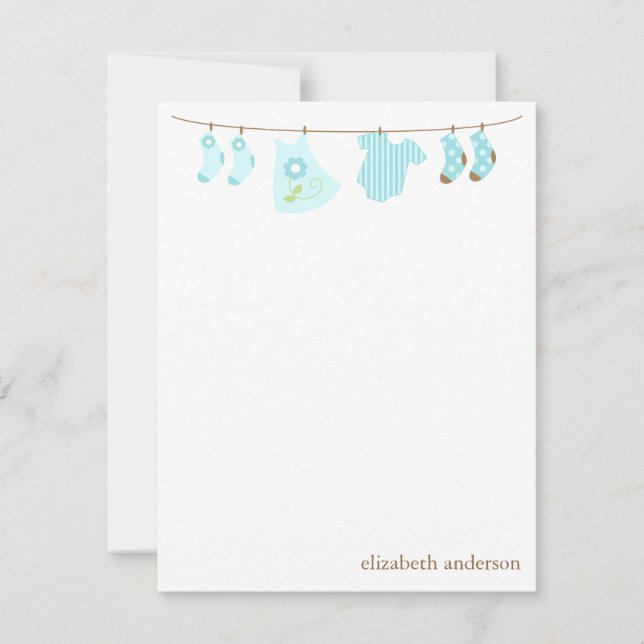 Baby Clothesline Custom Flat Thank You Notes Invitation (Front)