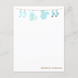 Baby Clothesline Custom Flat Thank You Notes Invitation