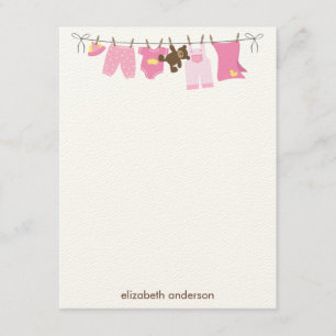Baby Clothesline Flat Thank You Notes {pink}