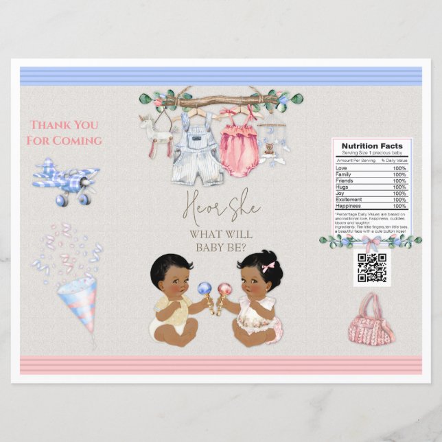 Baby Clothesline Gender Reveal Chip Bag (Front)