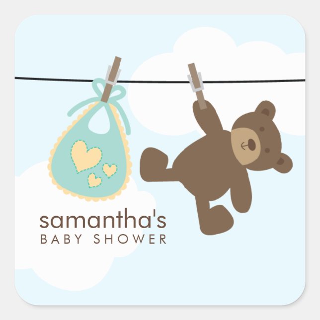 Baby Clothesline {green} Square Sticker (Front)