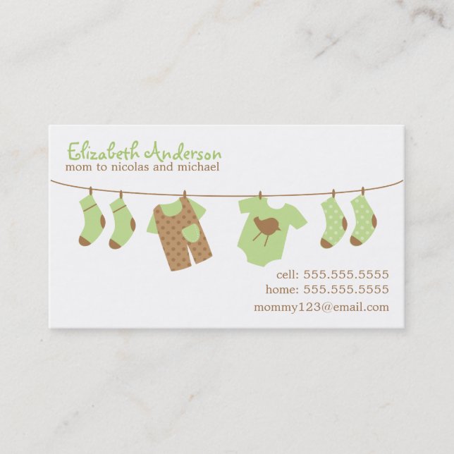 Baby Clothesline Mummy Calling Cards (Front)