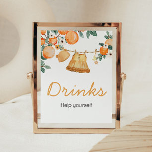 Baby Clothesline Orange Fruit Baby Shower Drinks Poster