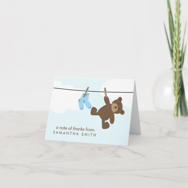 Baby Clothesline Thank You Notes {blue} (Front)