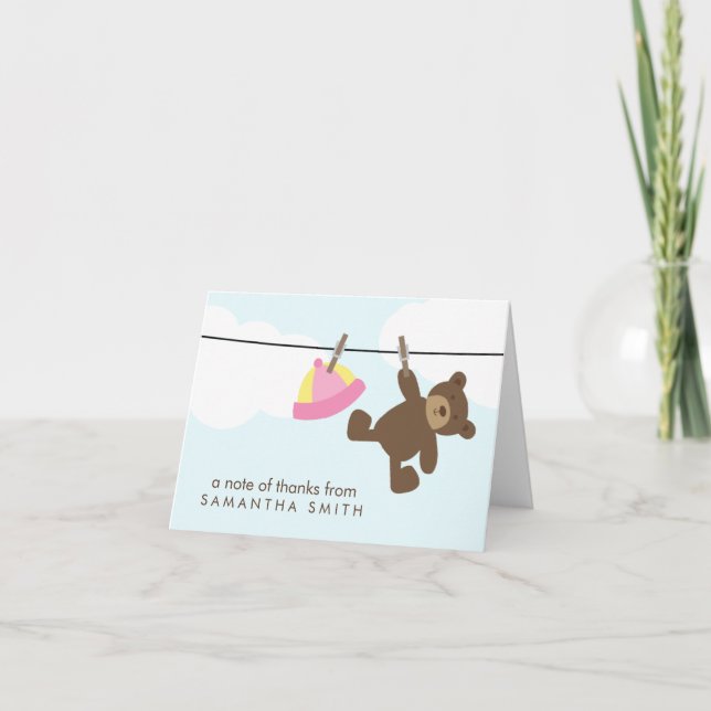 Baby Clothesline Thank You Notes {pink} (Front)