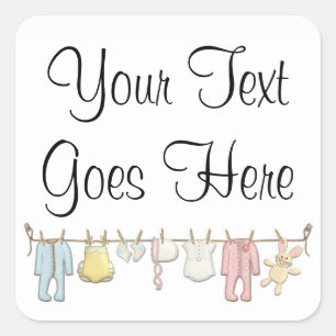 Baby Clothing Clothesline Infants Sewing Boutique Square Sticker