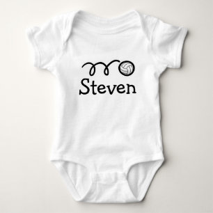 Baby clothing with name and cute volleyball print bodysuit