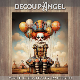 Baby Clown in Circus - Decoupage - Tissue Paper