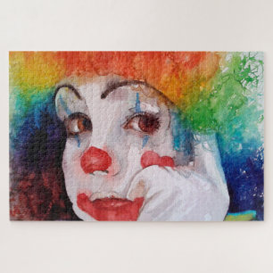 baby clown watercolor jigsaw puzzle