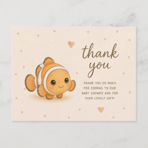 Baby Clownfish Baby Shower Thank You Postcard