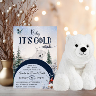 Baby Cold Outside Bear Winter Owl Baby Shower Invitation