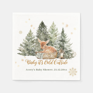 Baby Cold Outside Rustic Deer Winter Baby Shower Napkin
