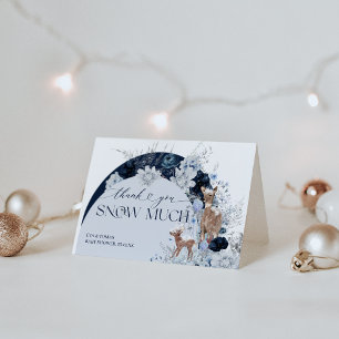 Baby cold outside Winter Floral Deer Baby Shower Thank You Card