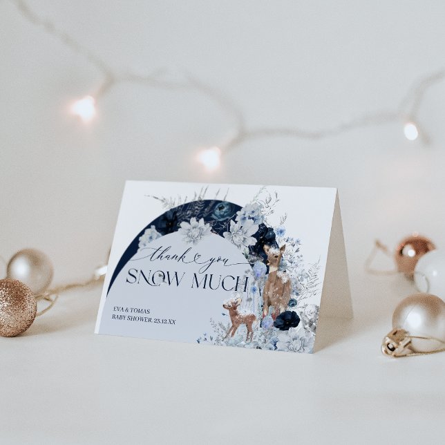 Baby cold outside Winter Floral Deer Baby Shower Thank You Card (Creator Uploaded)