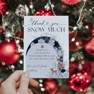 Baby cold outside Winter Floral Deer Baby Shower Thank You Card